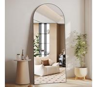 CASSILANDO Specchio intero per pavimento 165x60 cm, curvo, supporto, da appeso o posizionare sulla parete, grande camera da letto per guardaroba (nero)