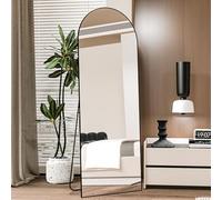 CASSILANDO Specchio per tutto il corpo, 162 x 52 cm, telaio in lega di alluminio, specchio per il corpo intero con supporto, grande da parete in camera da letto, spogliatoio, specchio (nero)