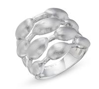 Cassini 3RBQ - Anello da donna in argento sterling 925, con struttura in ciottolo, parzialmente opaco e lucido, senza nichel, anallergico, fatto a mano, idea regalo, gioiello, 62, Argento sterling