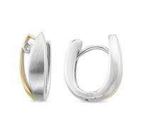 CASSINI Orecchini a cerchio a forma di foglia bicolore in argento sterling 925 - fine zircone rodiato, ipoallergenico, senza nichel, gioielli da donna, eleganti per tutti i giorni, eleganti e senza