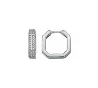 Cassini Orecchini a cerchio ottagonali da donna - Orecchini a cerchio in argento sterling 925 con zirconi circa 16 mm, lucidato e rodiato, con cerniera, gioielli da donna senza nichel 3CAU