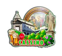 Cassino Lazio - Calamita da frigorifero in legno 3D con simbolo 3D, souvenir da collezione, decorazione fatta a mano -2445