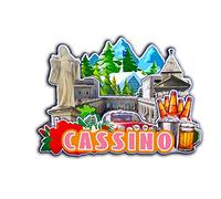 Cassino Lazio - Calamita da frigorifero in legno 3D da viaggio, souvenir da collezione, decorazione fatta a mano -2446