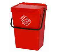 CASSONETTO IN PLASTICA ROSSA CON COPERCHIO PER RACCOLTA DIFFERENZIATA, 35 LT