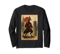 Cassowary Samurai Warrior Japanese Vintage Graphic Ukiyo-e Maglia a Manica