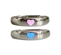 casstaly luminoso a forma di cuore che si illumina al buio, alla moda, regolabile, per coppie, colore rosa, blu, regalo per amanti dei gioielli, Metallo
