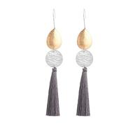 casstaly Nappa Orecchini Moda Donna Goccia Grande Alto-Q Lega Fringe Lungo Orecchini -Grigio