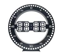 casstaly Orologio da parete da soggiorno, orologio da parete portatile LED 3D con secondi salti, bianco e nero