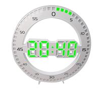 casstaly Orologio da parete portatile 3D LED orologio elettronico schermo portatile senza salto di secondi,bianco e verde