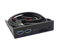 casstaly Pannello frontale USB HUB 5Gbps 2 x USB3.0 + 1 x TYPE-C + TF/SD + HD AUDIO 3.5mm Adattatore per microfono per cuffie per desktop