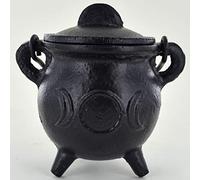Cast Iron Cauldron Triple Moon Small Witch & Magic Accessory for Wicca Potions