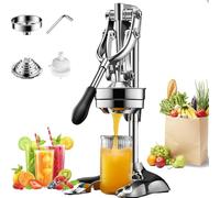 Cast Iron Citrus Juicer,Hand Press Juicer Machine, Hand Press Squeezer, Stainless Steel Crusher, Manual Lemon Press With Large Pressure Plate, Easy Juice Extraction, for Bar Kitchen (silver)