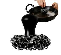 Cast Iron Cleaner Scrubber - Ergonomico Handle Scrubbing Brush | Heavy Duty Cast Iron Pan & Grill Cleaner for Griddle, Kitchen, Campeggio, RV, Home Cookware Cleaning Tool