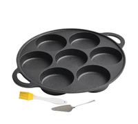 Cast Iron Griddle Pan - Cast Iron, Nonstick 7-Hole Pancake Frying Tool | Versatile Crepe, Egg, Pizza, Bistecca Cooking Pan For Stove, BBQ, Campfire, Outdoor Camping, Breakfast, Baking, Grilling
