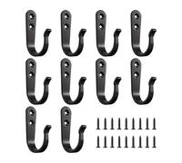 Cast Iron Hooks - Heavy Duty Iron 4.5x3x1cm 10 Pack Wall Mounted Design | Coat Hooks, Hat RackHooks, TowelHooks, Bag Hangers, Rust Proof StorageHooks | Home Organization