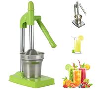 Cast Iron Juicer Hand Press, Effective Stainless Steel Manual Juicer,Heavy Duty Countertop Lime Citrus Crush Machine, for Fresh Lemonade Orange Juice, Easy to Use (Green)