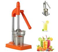 Cast Iron Juicer Hand Press, Effective Stainless Steel Manual Juicer,Heavy Duty Countertop Lime Citrus Crush Machine, for Fresh Lemonade Orange Juice, Easy to Use (Orange)