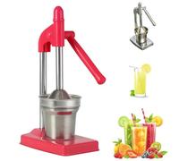 Cast Iron Juicer Hand Press, Effective Stainless Steel Manual Juicer,Heavy Duty Countertop Lime Citrus Crush Machine, for Fresh Lemonade Orange Juice, Easy to Use (Red)