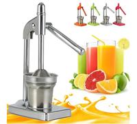 Cast Iron Juicer Hand Press, Heavy Duty Countertop Lime Citrus Crush, Self-Weighted Pressure Rod, Professional Heavy Duty Hand Press with Non-Skid Cup Base for Home and Kitchen (Silver)