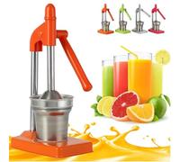 Cast Iron Juicer Hand Press, Heavy Duty Countertop Lime Citrus Crush, Self-Weighted Pressure Rod, Professional Heavy Duty Hand Press with Non-Skid Cup Base for Home and Kitchen (Orange)