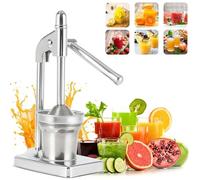 Cast Iron Juicer Hand Press, Heavy Duty Manual Citrus Juicer with Stainless Steel, Lemon Orange Lime Squeezer for Fresh Juice, Easy to Clean, Countertop Fruit Press for Home, Kitchen, Bar Use (Sliver)