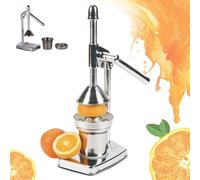 Cast Iron Juicer Hand Press, Manual Juicer Stainless Steel Lemon Squeezer, Heavy Duty Countertop Lime Citrus Machine, Easy to Clean, Home and Kitchen (Silver)