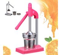Cast Iron Juicer Hand Press, Manual Juicer Stainless Steel Lemon Squeezer, Heavy Duty Countertop Lime Citrus Machine, Easy to Clean, Home and Kitchen (Pink)