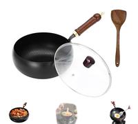 Cast Iron Skillet, Japanese Iron Pan, Hand-Forged Non-stick Pans Without Coating,Durable and Versatile Cookware, High Purity Frying Pans for Cooking (Glass Lid,24CM)