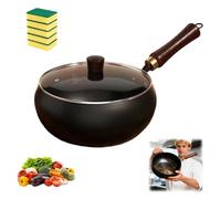Cast Iron Skillet, Uncoating Cast Iron Pot, Multi-purpose Frying Wok, Hand-Forged Non-stick Pans Without Coating, High Purity Frying Pans For Cooking (11in-Glass lid)