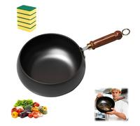 Cast Iron Skillet, Uncoating Cast Iron Pot, Multi-purpose Frying Wok, Hand-Forged Non-stick Pans Without Coating, High Purity Frying Pans For Cooking (9.45in-Without lid)