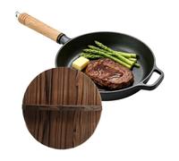 Cast Iron Skillet - Wood Cast Iron 25cm 27cm 29cm Flat Bottom Design