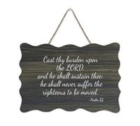 Cast Thy Burden on The LORD, And He Shall Sustain Thee He Shall Never Suffer The Righteous to Be M Cartello in legno 6 x 10 Bibbia Targa in legno per porta d'ingresso, soggiorno, cucina