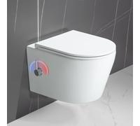 Casta Diva Doccia WC da parete, senza bordo, rubinetto per acqua calda e fredda, ugello a 360°, funzione soft-close, super risciacquo, risparmio idrico, 50 cm, CD-DW004