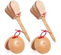 Castagnette in Legno Beige 4 Pezzi per Dita, Strumenti