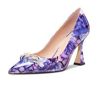 Castamere Donna Alto High Tacco Heel Chunky Blocco a Punta Pumps Slip-on Feste Dress 8.5 CM Heels Viola Multicolore 41 EU
