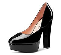 Castamere Donna Alto High Tacco Heel Chunky Blocco Piattaforma Rotonda Punta Slip-on Pumps Classico Cute Dress 13 CM Heels Scarpe Nero 36 EU