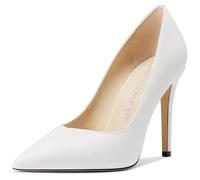 Castamere Donna Spillo Alto High Tacco Heel a Punta Pumps Slip-on Casual Classico 10 CM Heels Bianco 39 EU