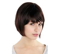Castano Medio Parrucca Marrone Bob Braun Riga Corta Capelli Ca. 25 CM 1239-2T33