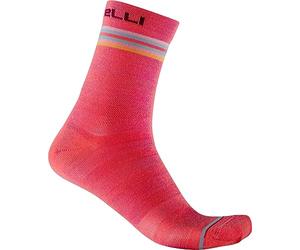Castelli 4521557-288 Go W 15 Sock Calzini Donna Brilliant Pink/Bordeaux-Light Blue S/M
