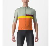 CASTELLI 4522017-346 A Blocco Jersey Defender Green/Dark Red-Bordeaux-Passion Fruit-Scarlet Lava T-Shirt XXL