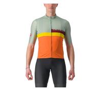 Castelli A Blocco Jersey Maglia Defender Green/Dark Red-Bordeaux-Passion Fruit-Scarlet Lava XL