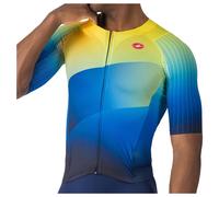 Body triathlon Castelli Free San Remo 3 Rosso Corsa manica corta blu giallo - XXL