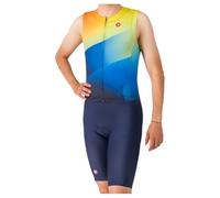 Body triathlon Castelli Free San Remo 3 Rosso Corsa senza maniche blu arancione - S