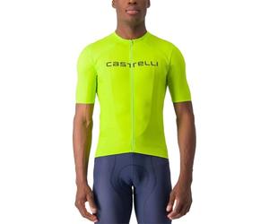 CASTELLI Maglia Prologo Lite da uomo, leggera, manica a un quarto con tasche, per ciclismo su strada, gravel, ciclismo, Calce elettrico/Verde scuro, L
