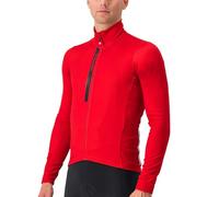 Castelli Maglia termica da uomo Entrata, a maniche lunghe, con cerniera, in pile, isolante, per ciclismo invernale su strada, Rosso intenso/nero, M