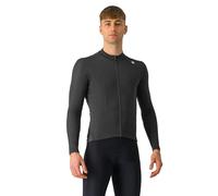 CASTELLI Maglia termica da uomo espresso, a maniche lunghe, con cerniera intera, foderata in pile, per ciclismo su strada e gravel, Nero chiaro., L