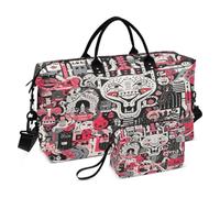 Castelli Neri Rossi Cuori Gatti Borsone da Viaggio Borsa da Palestra Borsa da Weekend con Borsa da Toilette per Ragazze Uomin
