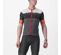 Castelli Sezione Jersey, Maglietta da Ciclismo Uomo, Multicolore (Dark Gray/Black-Scarlet Ibis), L
