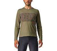 Castelli Trail Tech LS Tee, T-Shirt Uomo, Olive Green/Dark Gray-Orange Rust, L