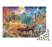 Castello da Favola Puzzle 1000 Pezzi Carta per Adulti Carrozza Notturna Gioco di Puzzle 1000 Pezzi Relax Decorazione 52x38cm/1000pcs